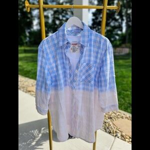BOUTIQUE NWT White Birch Pastel Blue and Pink Plaid Button-Up Shirt